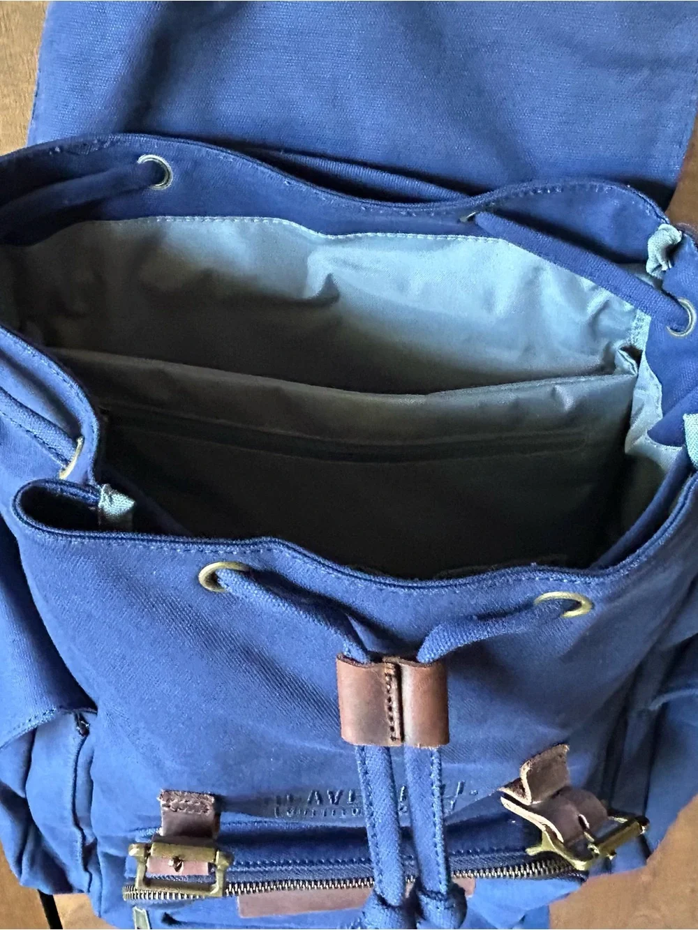 Cocktail Kingdom Navy Canvas & Brown Leather Bartender’s Backpack